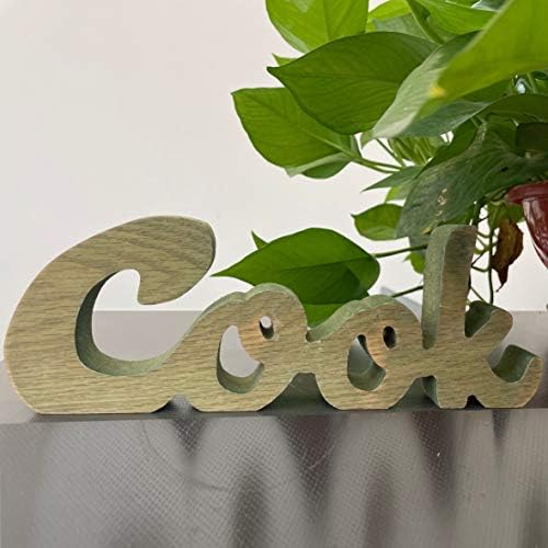 Taianle.wooden Cook Sign, Kitchen Cutonting Wood Wood Cook Sign, гроздобер дрвен збор, зелена со кафеава боја, таблета/полица/домашен
