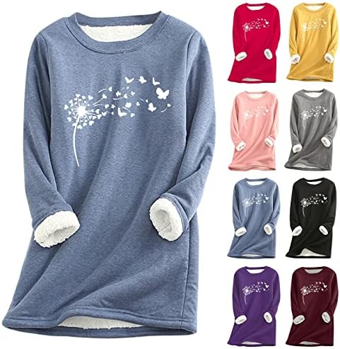Womenенски обичен кошула густа маичка со руно зимска рунда вратот топло мека модна долна облека удобни женски џемпери