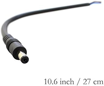 18 AWG DC Power Pigtail Cable, 2,1 mm x 5,5 mm Barrel Plug Wire MALE CONNECTORS за CCTV Security Camera и LED адаптер за моќност на осветлување