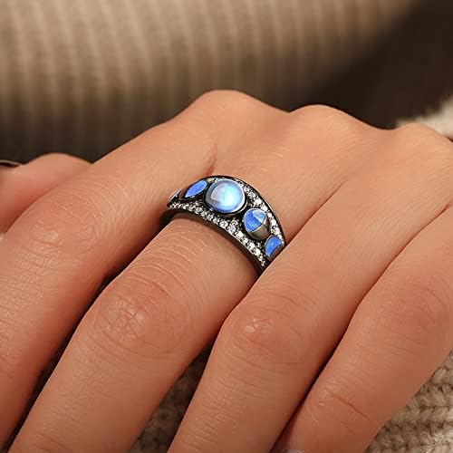 Модерни креативни сјајни тркалезни дијаманти прстен во панк -скапоцен камен, накит за накит, плус големина прстени за жени со големина 13