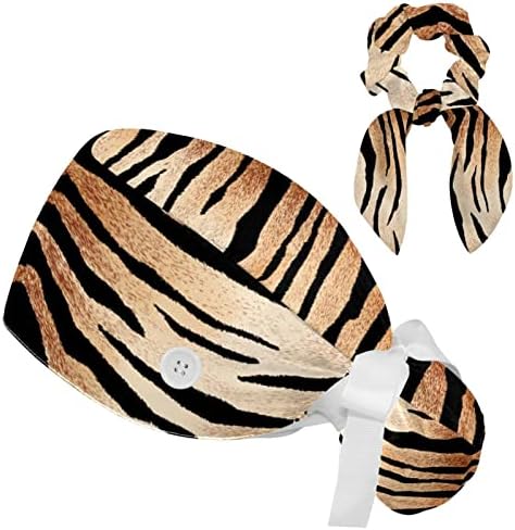 Текстура на тигар Текстура Хируршка капа со копчиња/лак за коса за долга коса