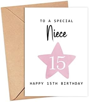 Moltdesigns на специјална внука - Среќна 15 -та роденденска картичка - на возраст од 15 години - петнаесетгодишна возраст - розова