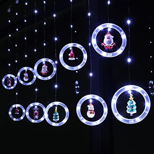 Светла за прозорец на Блумвин, Божиќни декор, прстенести светла со украси LED завеси светла затворено на отворено USB 9,8ft ладни