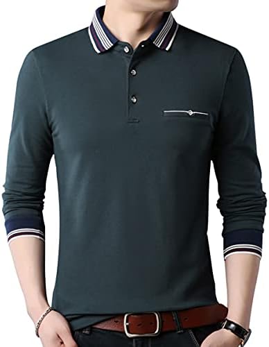 Xtapan Машка поло маица обична долга кратка ракав Класичен моден Поло памук Т голф спортска кошула