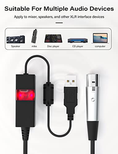 IUKUS USB до XLR кабел, USB микрофон кабел [10FT] USB машки до XLR Femaleенски MIC врска конвертор Студио Аудио кабел за микрофон,