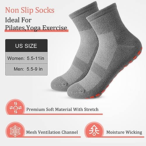 10 пара чорапи за зафаќање на јога пилатес, алифини чорапи, амортизирани единствени чорапи за мажи жени пилатес баре