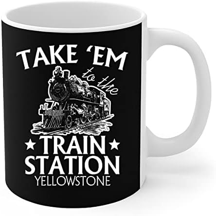 Железничка станица кригла Гроздобер, земи ем на железничката станица Yellowstone западна земја подарок кафе кригла 11oz црно