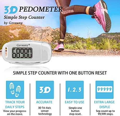 3Д клип за педометар, Едноставен шалтер за чекори за одење со задно осветлување, USB -ток на полнење на точен чекор, дневен монитор за цел,