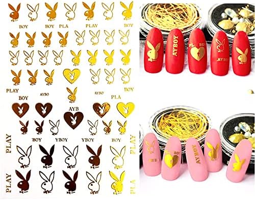 N/A 8 листови налепници за уметност за нокти 3Д срцеви зајаче декорации самостојно лепење DIY дизајни за нокти за жени девојки