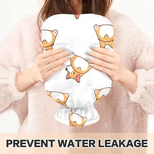 Шишиња со топла вода со покритие слатки животни Корги кучиња вреќа со топла вода за олеснување на болката, жени девојки Деца, топла вода