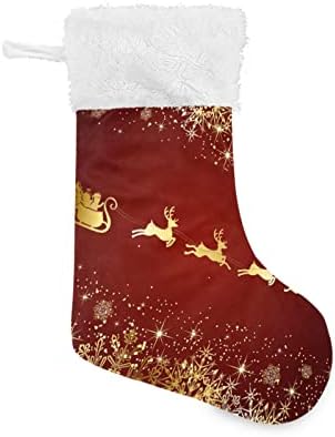 Алаза Божиќни чорапи Црвен Божиќ Дедо Мраз и Снегулки Класик Персонализирани големи декорации за порибување за семејни сезонски празници