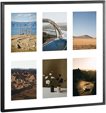 Рамка за слика на Наварис за 6 фотографии - Колаж фото -рамка за wallид - Multiид со повеќе решетки што висат 6 -фото или разгледница