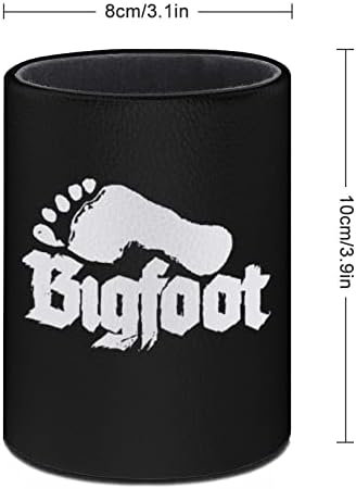 Bigfoot Footprint PU Reate Leather Pencil Schollers Round Pen Pen Cup Contage Matchere Desk Организатор за канцеларија Дома