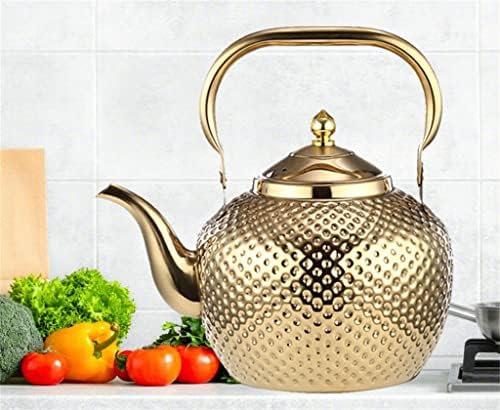 SDFGH Рачка за кревање на чајник од не'рѓосувачки челик со чај филтер сребро или злато погодно за шпорет на шпорет за индукција