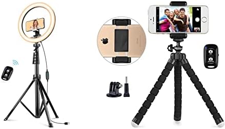 Ubeesize 12 '' Ring Ring Light со 62 '' Selfie Stick Tripod, LED Ring Light & Theper Tripod, преносен и прилагодлив држач за штанд со камера со