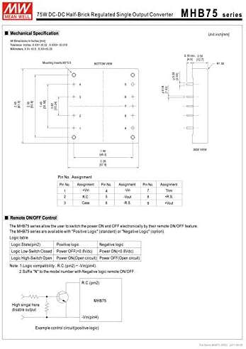 Среден добро MHB75-12S05 5V 0 ~ 15A 74W DC-DC полу-тули регулиран конвертор на единечен излез DC/DC конвертор