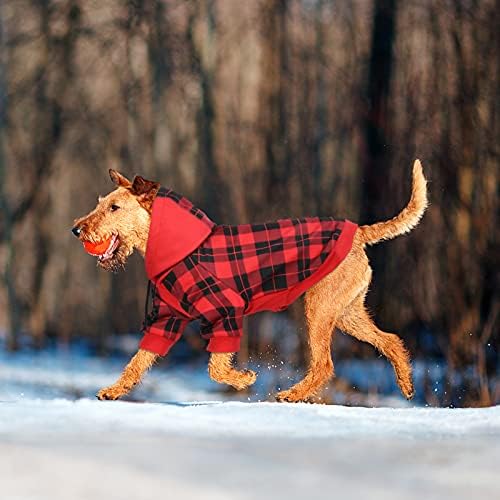 Дополнително топло руно, поставено кучиња палто за мали средни кучиња, британски стил карирано кучиња кучиња со поводник за ладно време/зима/Божиќ,