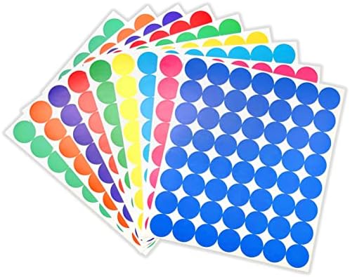 Gillraj 2520pcs налепници за кодирање во боја точки на кругот празно 3/4 големина во 9 светли бои користете за задачи во училницата