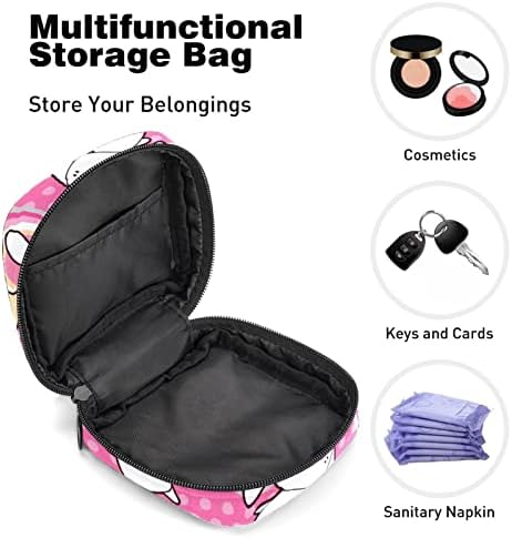 Торба за складирање за санитарни подлошки за салфетка, торбичка за менструална чаша, организатор на торби за периоди за женски тампони, симпатична