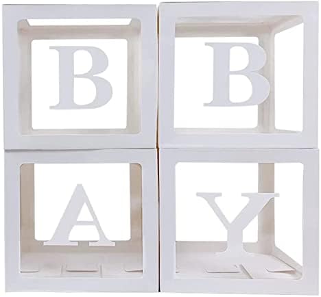Балон кутии со 27 букви - украси за туширање за бебиња за момче или девојче - 1 роденден, невестински туш, родова откривање на