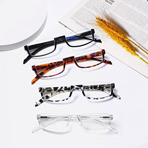 Хенотин 4 Пар Очила За Читање За Жени Мажи Читатели Полумесечина Рамка Сина Светлина Блокирање Пролет Шарка Очила