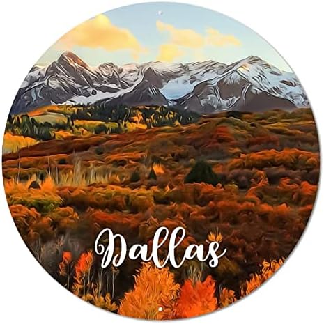 Тркалезен метален знак Американски Тексас Државен Далас Сити Скај Скај, Градски градски поглед на град, гроздобер венец, знак