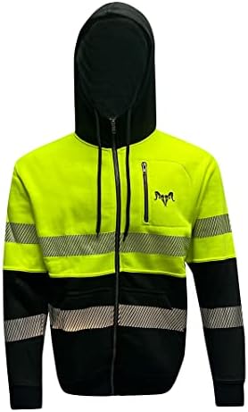 MVRK INDUSTRIES HI Vis Safety Fulle Full Zipper Hoodie Sweatshirt