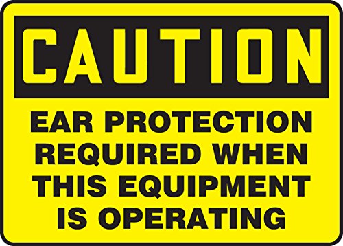 Accuform MPPE778VP знак, „Внимание за заштита на увото потребна кога работи оваа опрема“, 7 должина x 10 ширина x 0,055 дебелина,