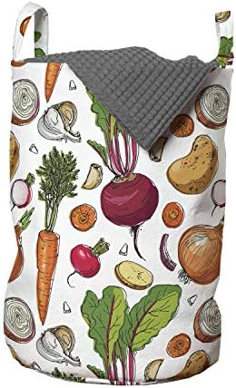 Амбесон Зеленчук Торба За Перење, Континуиран Модел На Скицирана Насликана Здрава Природна Вкусна Илустрација На Храна, Корпа За Попречување Со