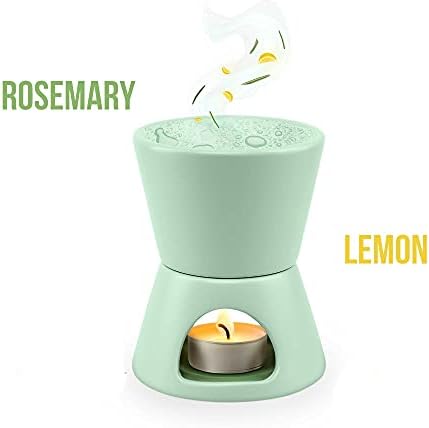 Brookstone 2-во-1 чај лесен керамички дифузер и восок потопол | Керамички дифузер за ароматерапија со есенцијално масло и шест свеќи за чајни светла