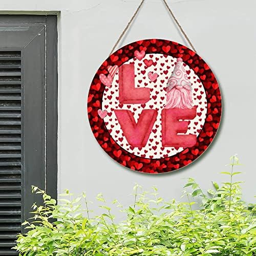 Добредојдовте закачалка на вратата Ден на вineубените, gnидна уметност знак црвена розова точка ленти срцев венец дрва декор знак за Денот на