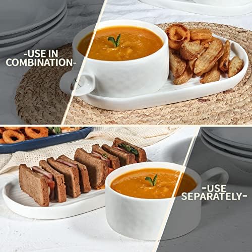 Сет на лажица од азиска супа од Воренланд од 6 и керамичка супа и комбо со сендвич плоча