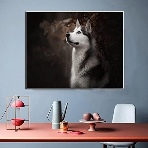 Томарт животно сликарство сибирски хаски wallиден постер плакан плака за сликање wallидна уметност за дневна соба за дневна соба
