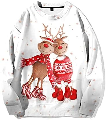 Gdjgta мажи жени зимска врвна Божиќна блуза топла стилска печати со долги ракави џемпери случајни забавни печатени блузи пуловер