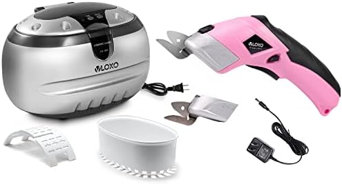 Vloxo безжични електрични ножици со 2 сечила кои се полнат моќни ножици за сечење и професионална ултразвучна чистачка за чистење накит 600
