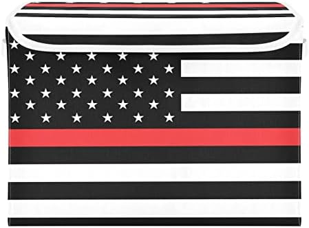 Иневгого Канти За Складирање Американско Знаме Со Капаци за Организирање Корпа За Коцки За Склопување Со Рачки Оксфорд Кутија За Коцки