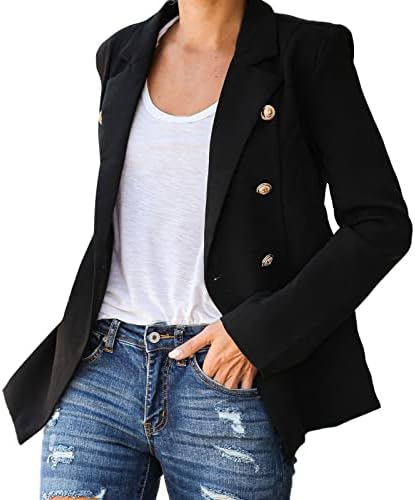 Женски плус големина дами канцелариски палто со долга ракав размачкана случајна мала тежина тенка јакна тенок канцелариски деловни