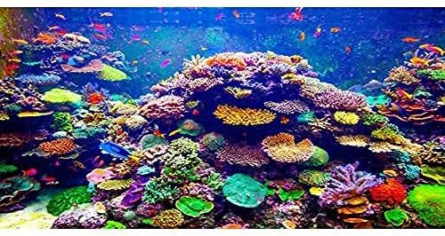 Awert Undersea Theme Aquarium Background 36x18 инчи полиестер позадина Шарена корална тропска риба подводна светска резервоар за риби