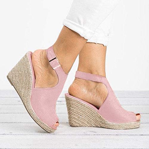 Аунимејфли клин платформа Сандали за жени отворени пети сандали на глуждот ленти сандали ескрили удобни плажа римски сандали