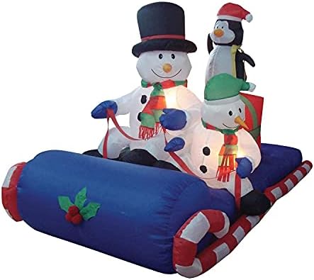 Два божиќни украси за украси, вклучуваат 8 стапки на надувување на снежен свет со пингвин и дрво, и 6 нозе долги надуени снежни луѓе