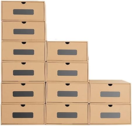 Кутија за чевли Депила, 12 пакувања водоотпорни контејнери за складирање на картон, организатор за складирање, складирање на
