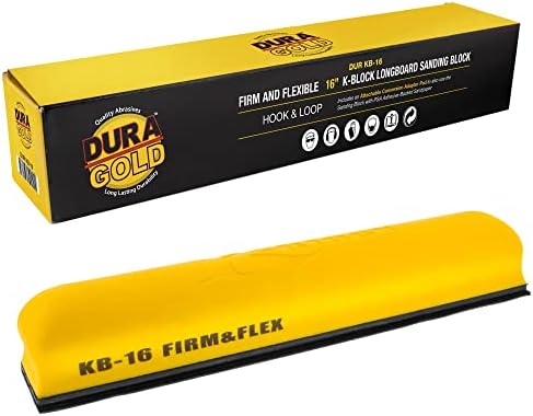 Dura-Gold Pro Series 16 K-Block Sander Firm & Flex Longboard Hand Block Block Pad со подлога на кука и јамка и подлога за адаптер PSA