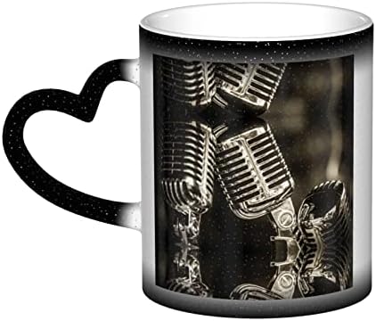 Moliae микрофони печатени чаши топлина чувствителна во боја на керамичко кафе, чаша за чај од млеко, подарок за роденден за одмор