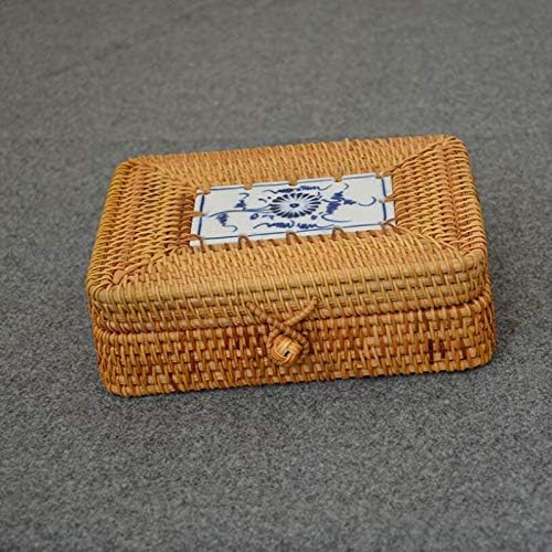 Pizarra rattan ткаена кутија за складирање со рачно изработени кутии за накит Организатор дрвени за садови за чај со чај
