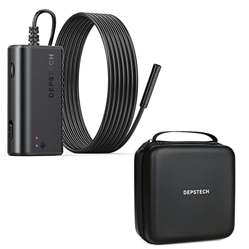 Безжичен ендоскоп Depstech со EVA Case, IP67 водоотпорен WiFi Borescope Inspection 2.0 Megapixels HD Snake Camera за паметен телефон