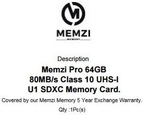MEMZI PRO 64gb Класа 10 80MB / s Sdxc Мемориска Картичка За Никон 1 AW1, J3, J2, J1, S1, V1, V2 Дигитални Камери