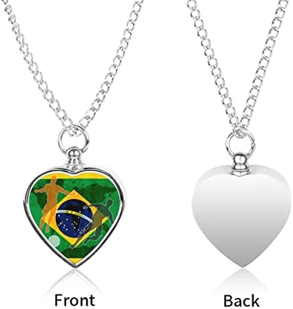 Бразилски Фудбал Урн Ѓердан За Пепел Персонализиран Ѓердан За Срце Накит За Кремирање Миленичиња Меморијален Приврзок За Мажи Жени