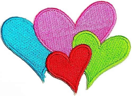 Кленплус Шарени Срце Везени Лепенка Ткаенина Налепница Срцето Денот На Вљубените Цртан Филм Железо На Шие На Сувенир Подарок Закрпи