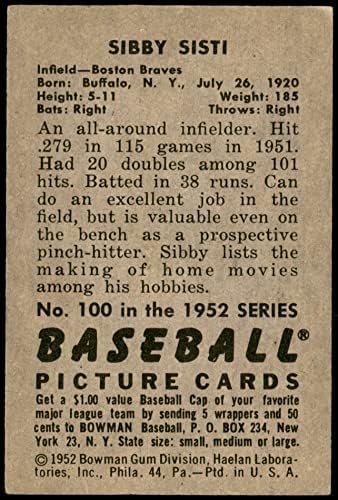 1952 Bowman 100 Sibby Sisti Boston Braves Ex Braves