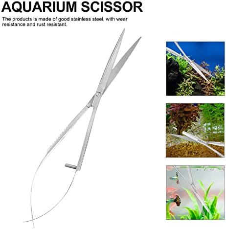 Вилтс аквариум Вода трева ножици не'рѓосувачки челик пролетно дејство криви ножици водни растителни држачи ножици риба резервоар